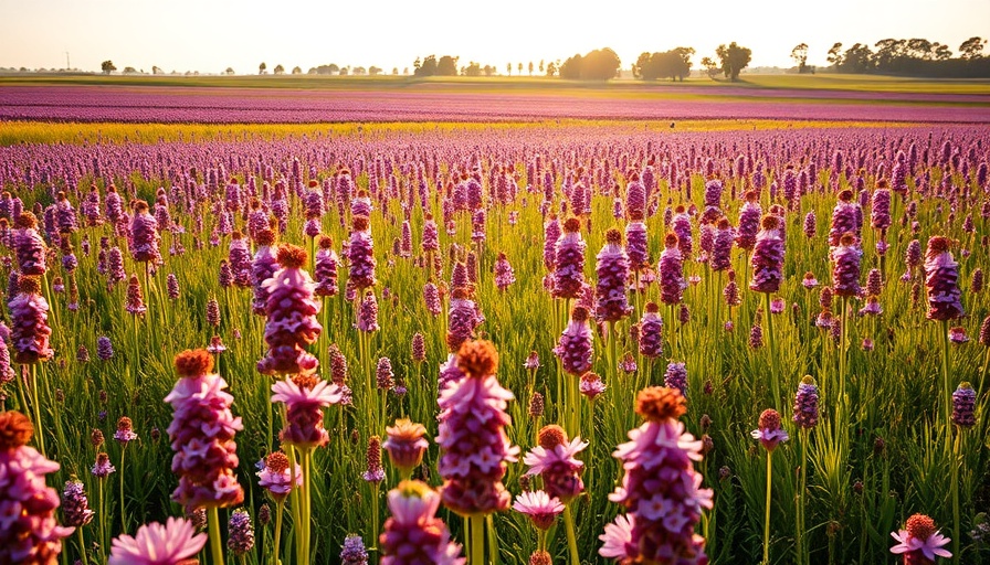 Expansive field of wildflowers in Illinois, serene view.