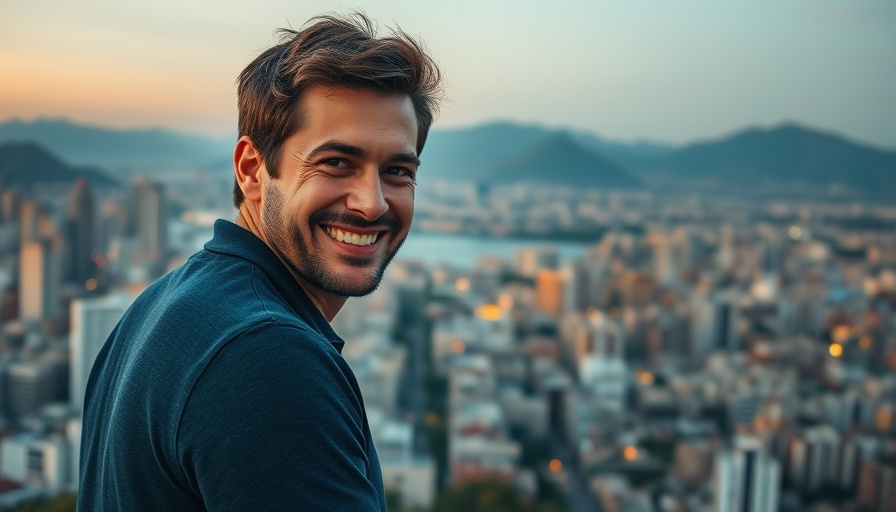 Smiling man with cityscape background, Zillow Group Listing Policy