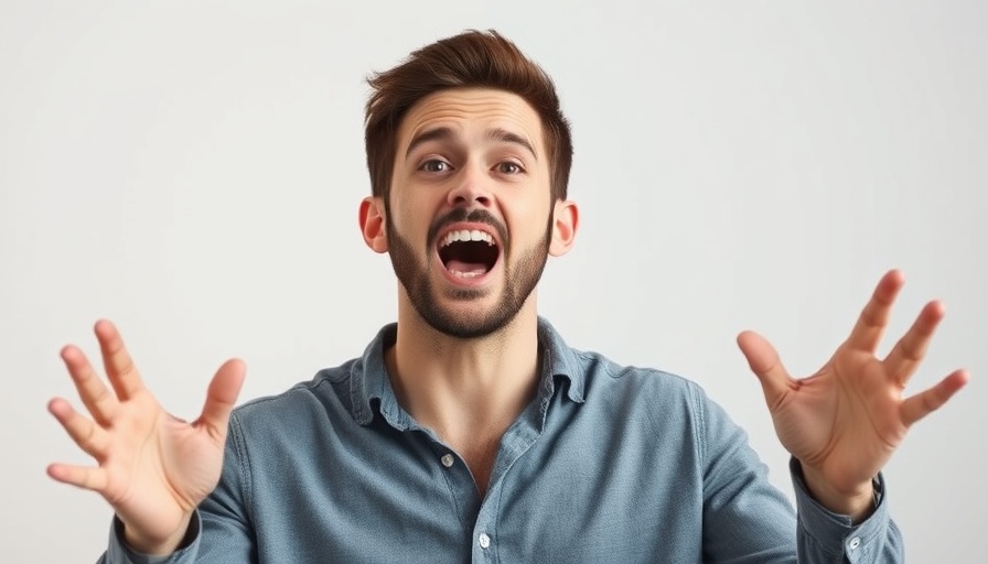 Energetic speaker passionately gesturing against a blurred backdrop.