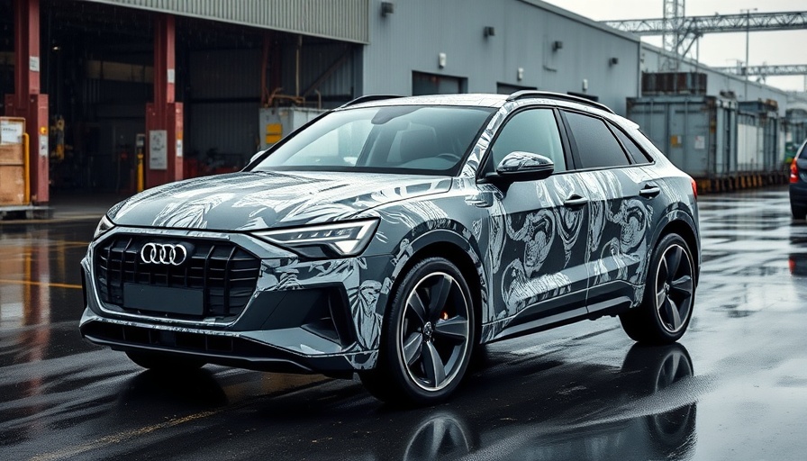 Camouflaged prototype of Audi Q4 E-Tron facelift in industrial area