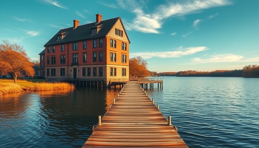 Historic building by lake, affordable places to live in Illinois.