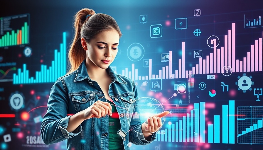 AI arms race in real estate, tech collage with businesswoman.