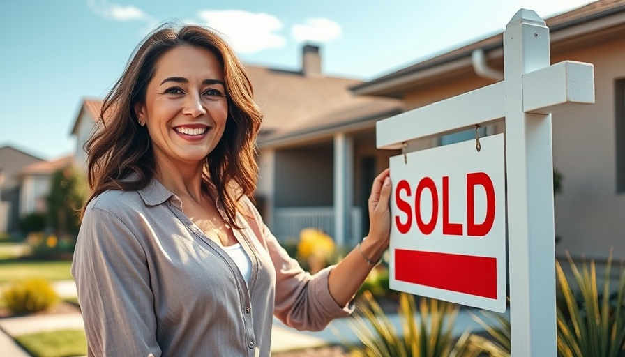 Confident woman placing sold sign on real estate post - Should I Sell My House Now?