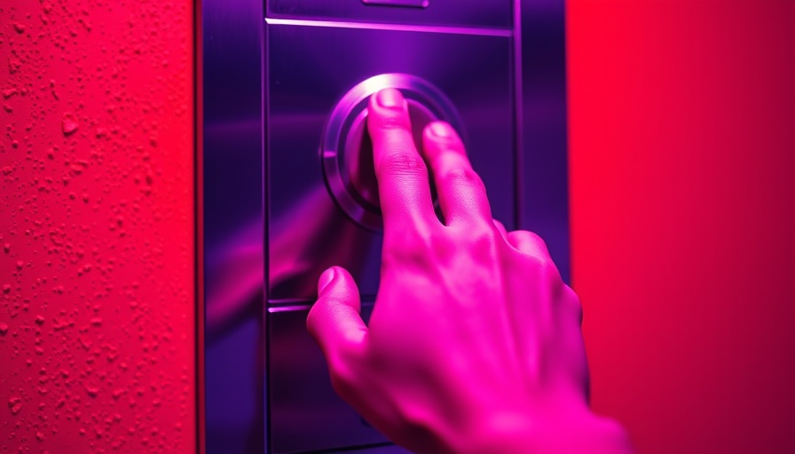 Abstract image of an elevator button with an upward arrow, symbolizing Fathom Holdings executive promotions in vivid colors.