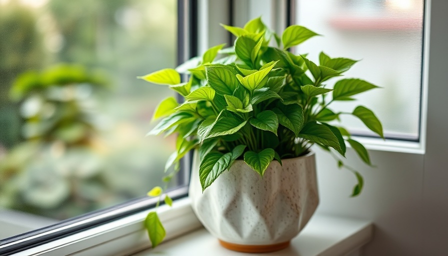 Lush green plant in an affordable handmade planter on windowsill.