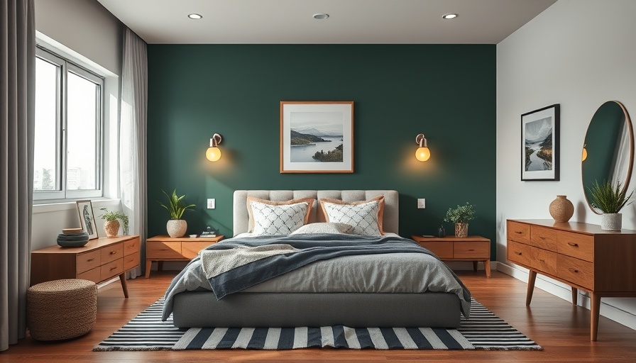 Cozy modern bedroom using layered lighting techniques.