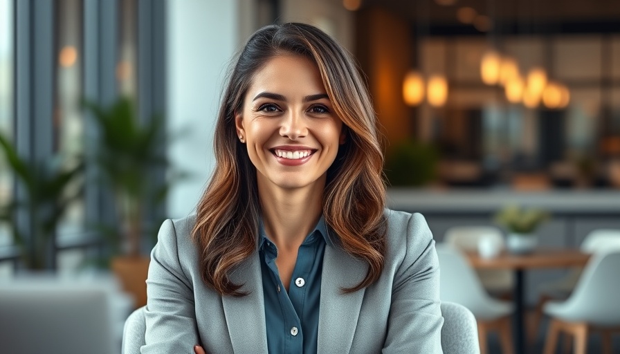 Real estate coaching opportunities with businesswoman smiling in office.
