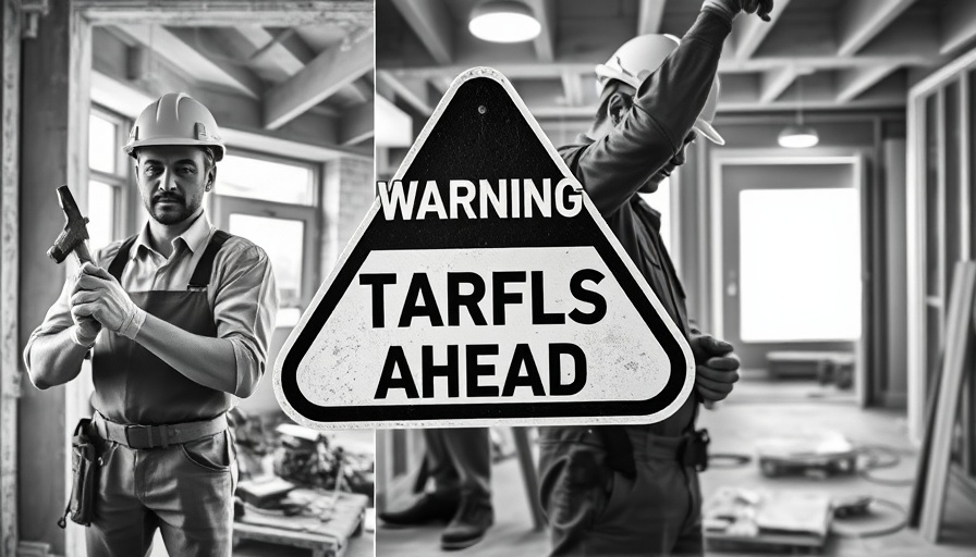Impact of tariffs on home renovations collage with workers and tools.