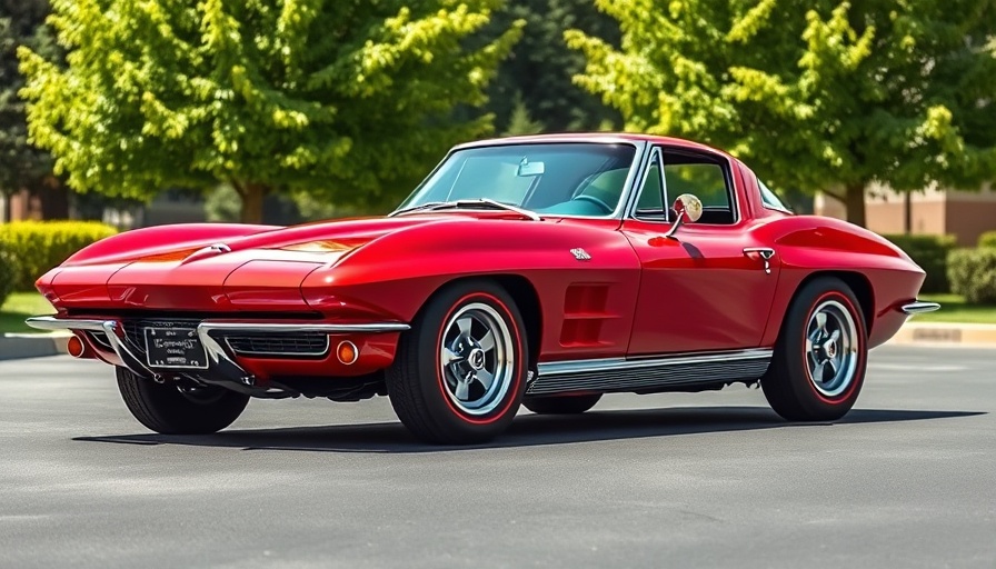 Duntov's C1 Corvette V8 at auction under sunny sky.