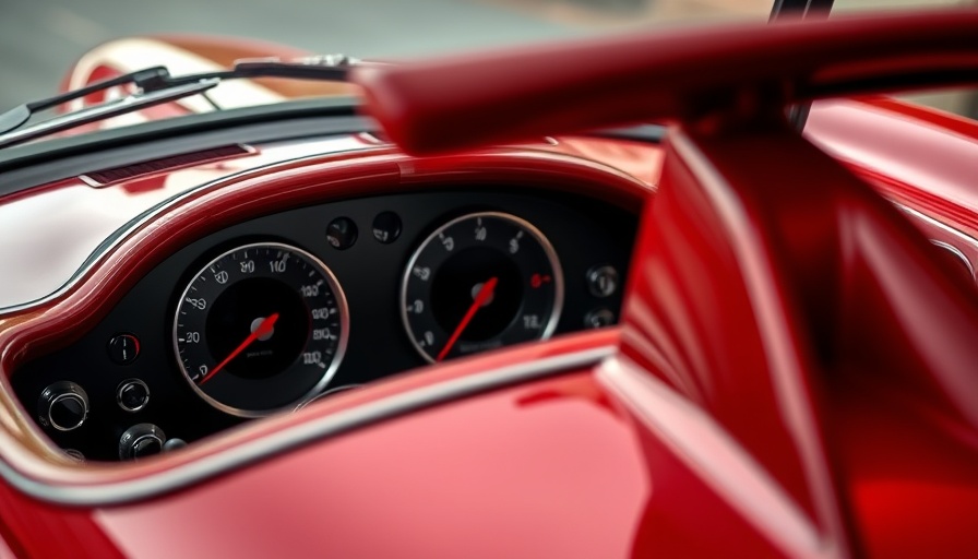 Classic car dashboard and rear design showcasing gauges and spoiler.