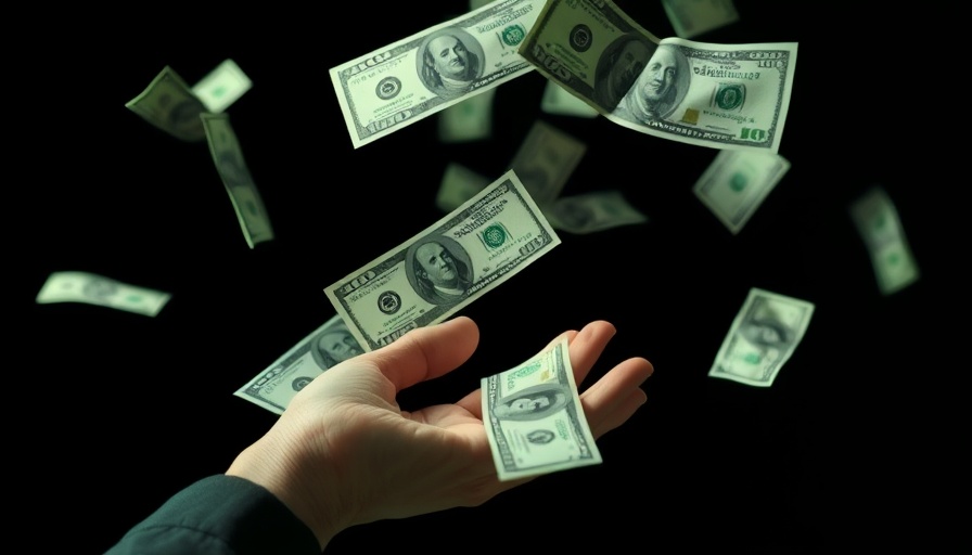 Flying dollar bills symbolize NAR antitrust legal fees.