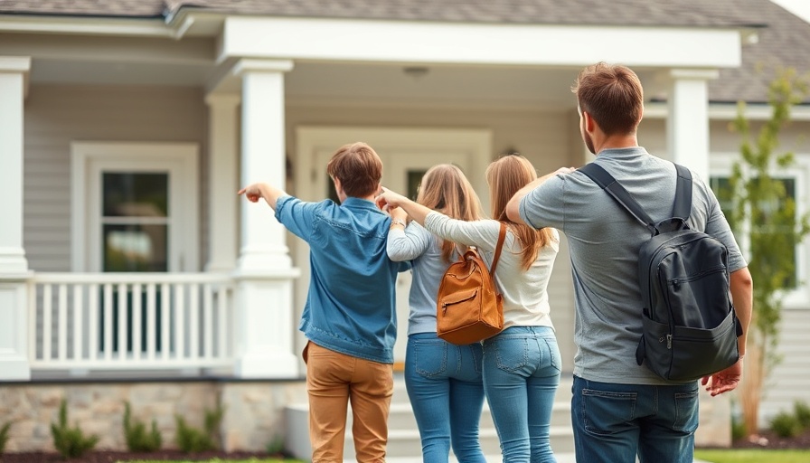 Family pointing at new home, illustrating homebuyers market trends.