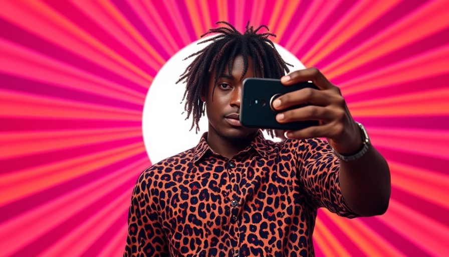 Person recording video for TikTok with vibrant background.