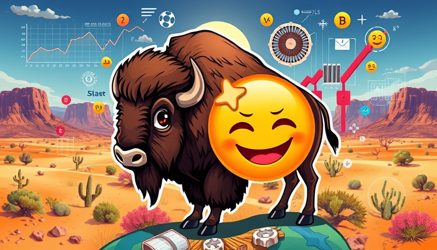 Digital collage of bison with emojis and graphs, TikTok National Parks Awareness.