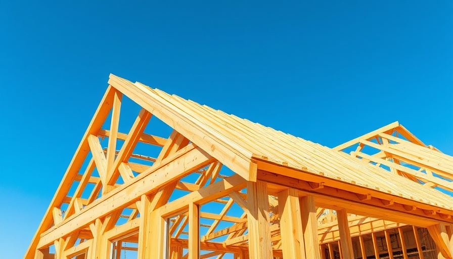 Wooden house construction under blue sky representing new home sales.