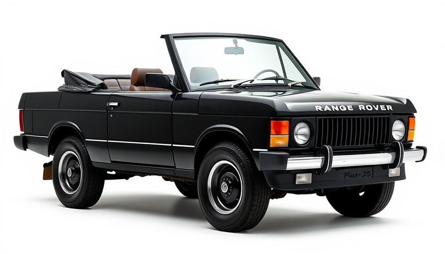 Vintage black Range Rover convertible, side view for auction.