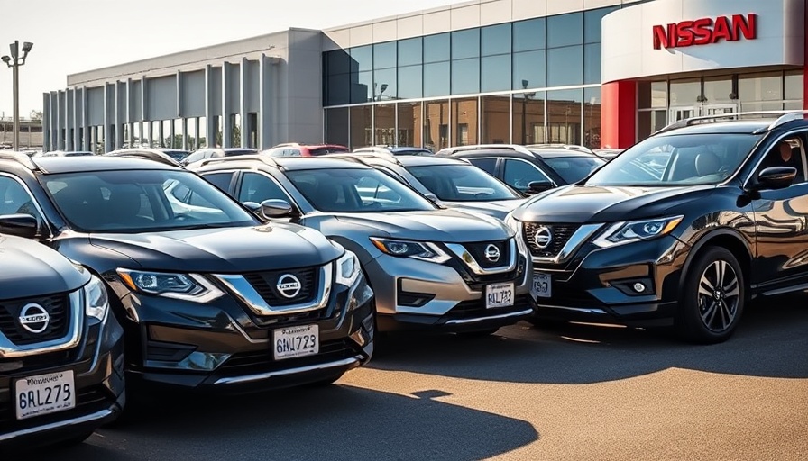 Nissan's Plan to Avoid Tariffs: row of Nissan SUVs.