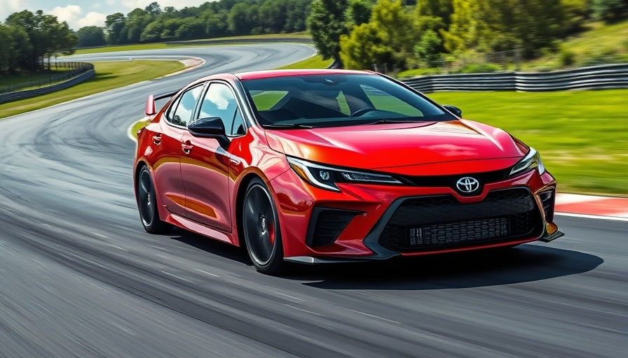 Red GR Corolla on racetrack highlights production shift.