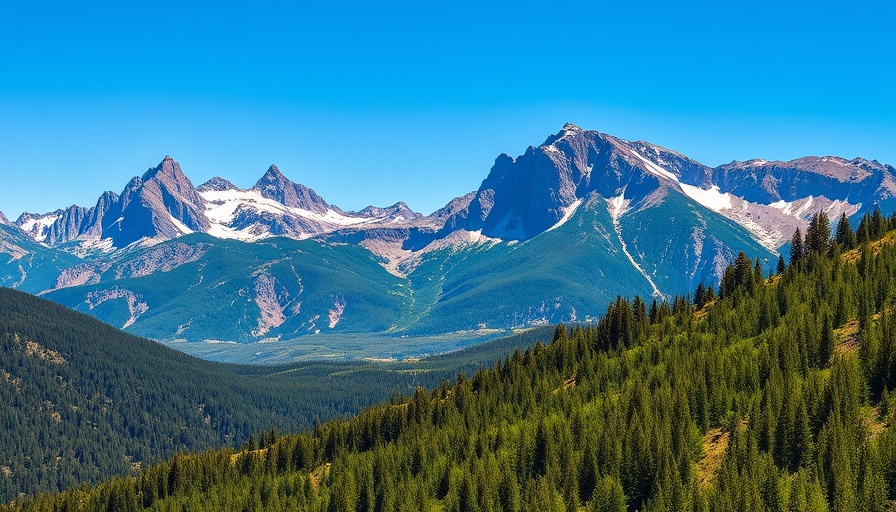 Pros and Cons of Living in Colorado: Stunning Rocky Mountain view with evergreen forest.