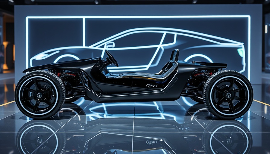 Futuristic car chassis with Lithium Metal Batteries on display