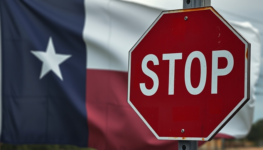 Texas flag with stop sign showing 'hate' for Texas hate speech bill.