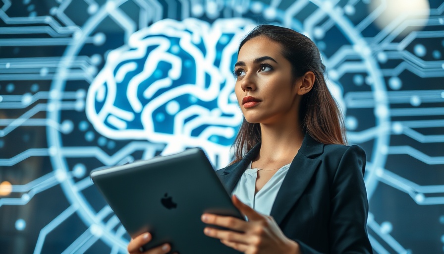 AI marketing content concept with digital brain hologram.