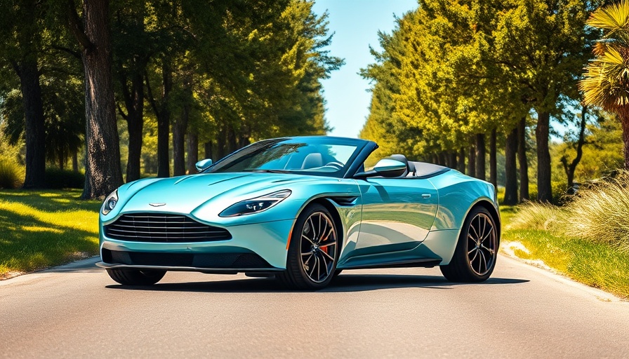 Aston Martin DB12 Palm Beach Edition in a scenic, sunlit setting.