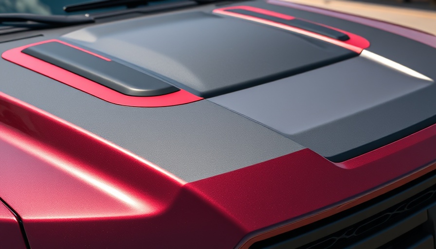 Ford F-150 Raptor hood with bold textures and Raptor logo close-up.