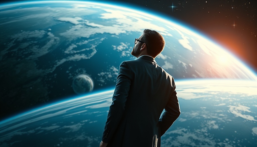 Businessman looking at Earth, representing Douglas Elliman International Expansion.