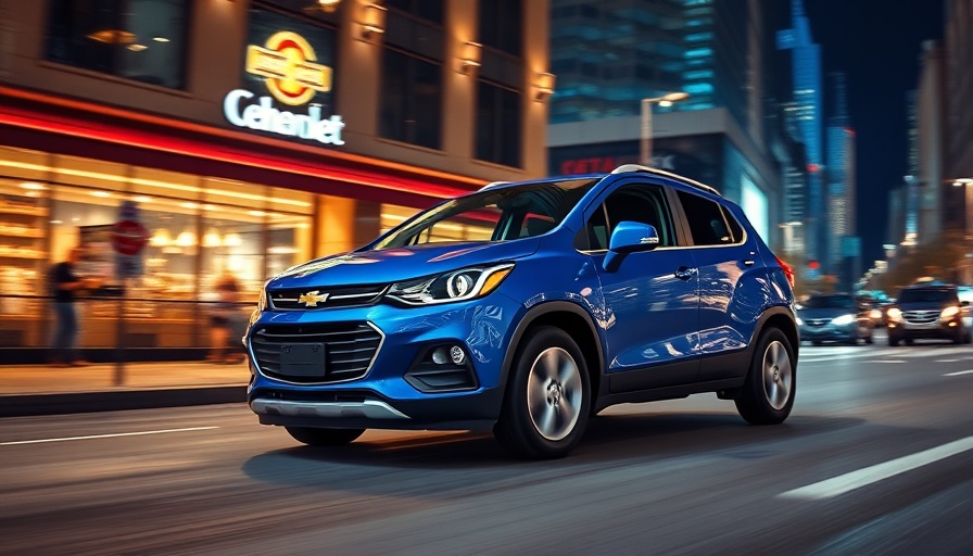 Chevy Spark Activ Electric SUV driving in a night cityscape.