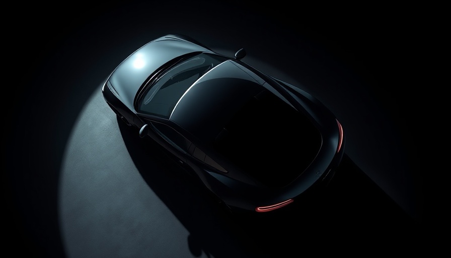 Sleek Subaru WRX STI successor, top view, partially illuminated.