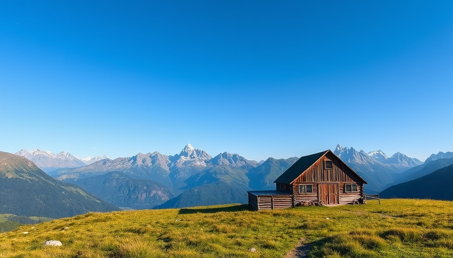 Mountain homes realty scenic landscape with rustic barn and peaks.