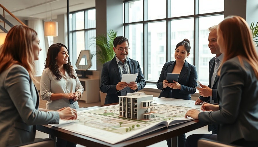 Professional property management meeting in modern office.