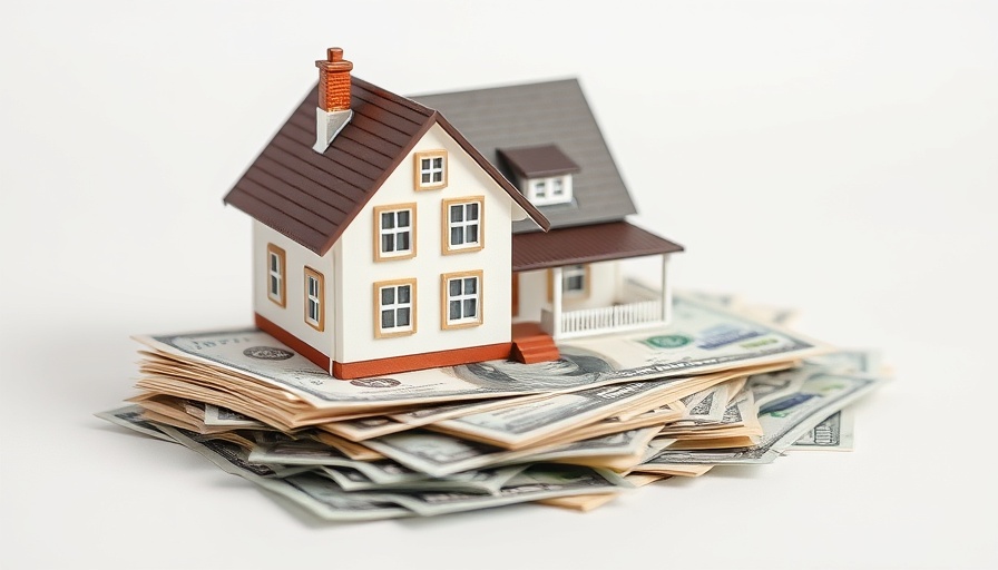 Model house on cash stacks portraying down payment misconceptions.