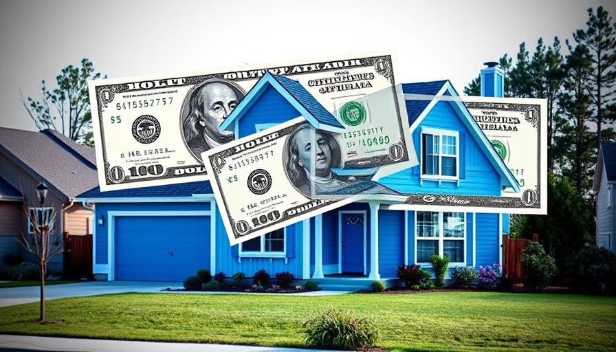 Blue house with dollar bills, symbolizing mortgage rate drop unlikely.