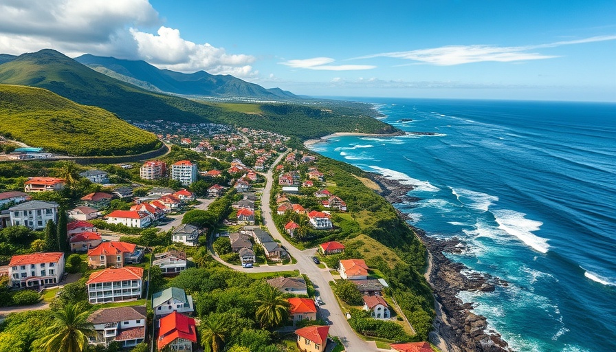 Aerial view of coastal homes illustrating mortgage purchase applications growth.