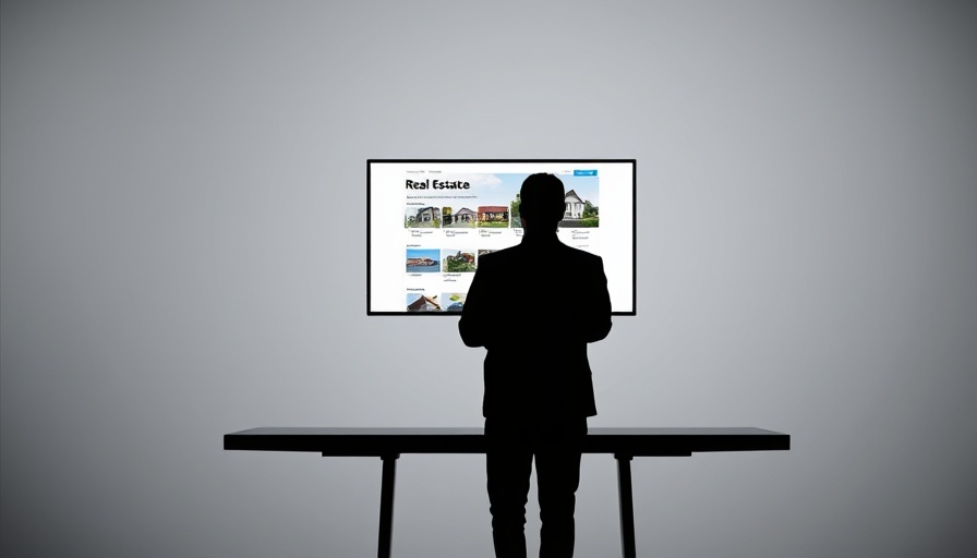 Silhouette in front of AddressUSA real estate portal on computer.