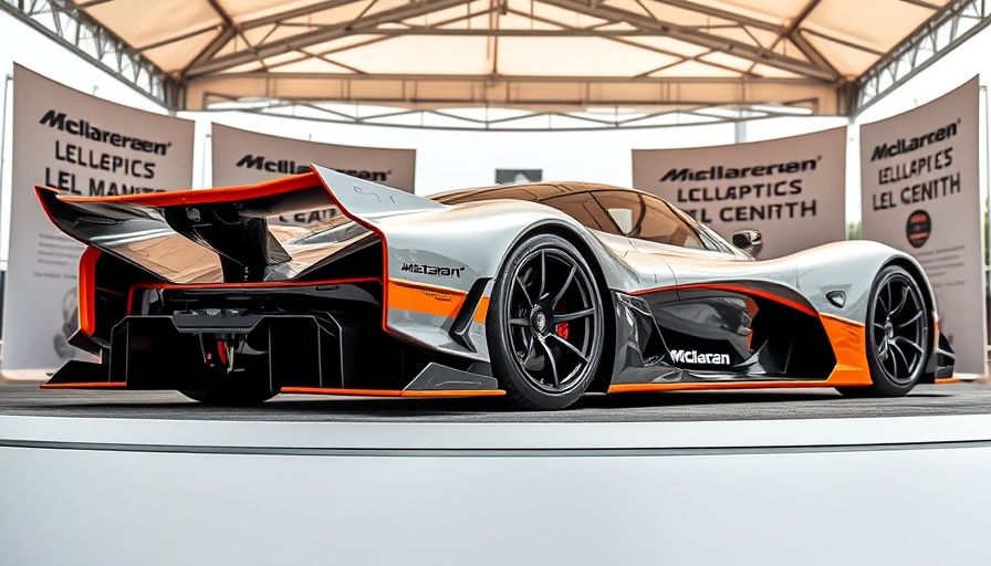 Sleek McLaren Le Mans Hypercar 2023 showcased on platform.