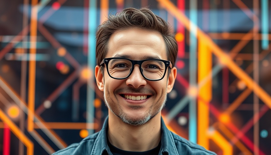 Compass Names Altos Research Founder smiling, digital abstract background.