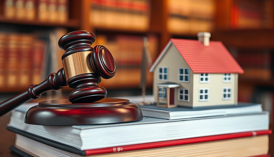 Gavel and house model on desk symbolizing real estate news.