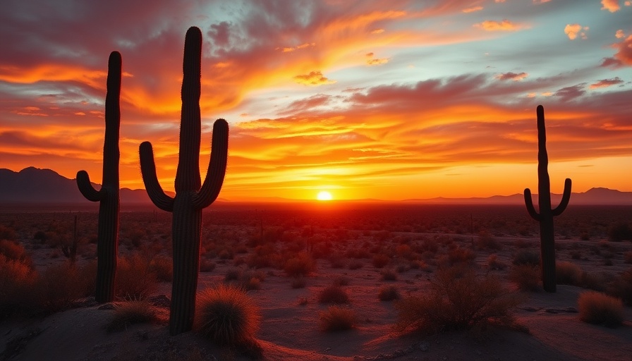 Dramatic desert sunset highlights scenery related to federal land sales.