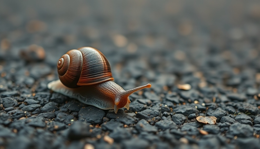 Snail on asphalt representing declining buyer activity in home prices.