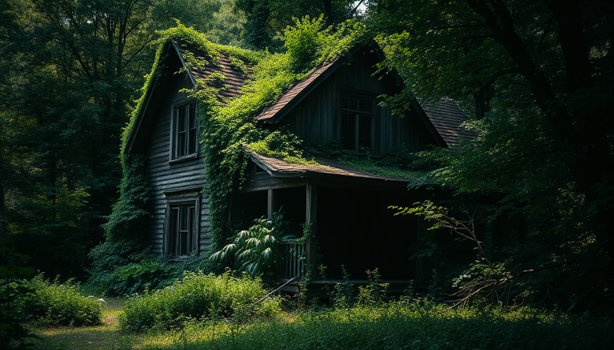 Aging wooden house overgrown with vegetation, Buy an Abandoned House.