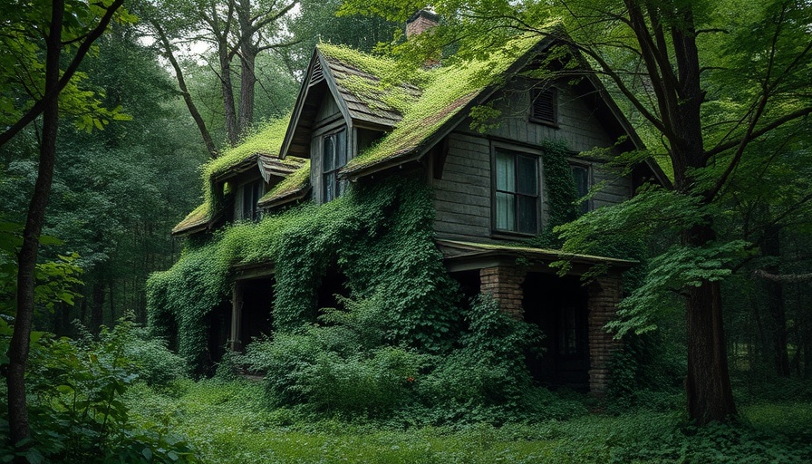 Abandoned house surrounded by greenery, exploring how to buy an abandoned house.