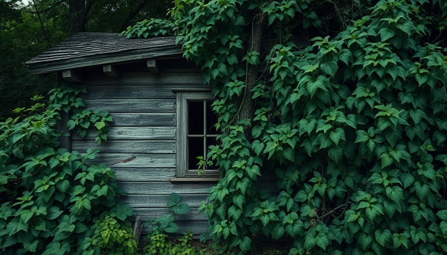 Old neglected house hidden in overgrown foliage, buying an abandoned house.