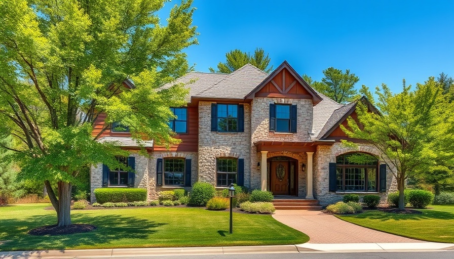 Charming suburban house under clear blue sky, perfect for buying with a 600 credit score.