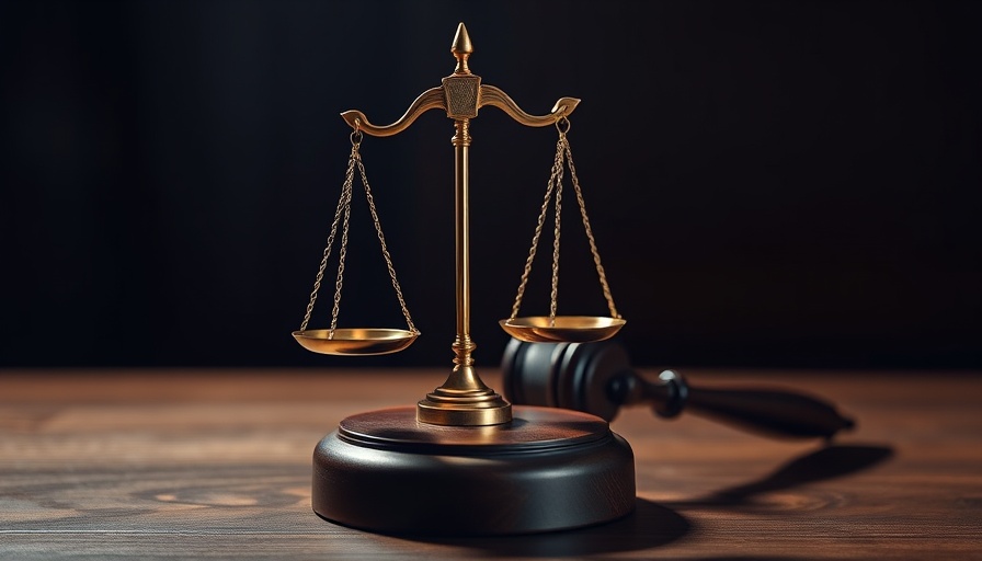 Scales of justice on gavel representing legal justice.