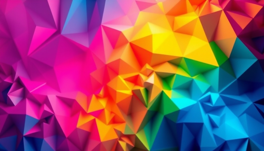 Colorful abstract art with text about technology.