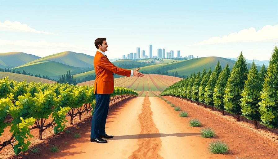 Colorful illustration of businessmen in vineyard for Real Estate News