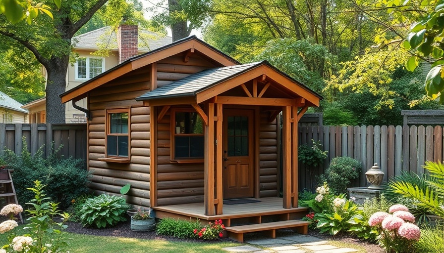 Charming accessory dwelling unit amidst lush garden, addressing housing crisis.